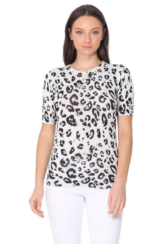 Leopard Print Casual Knit Pullover Sweater