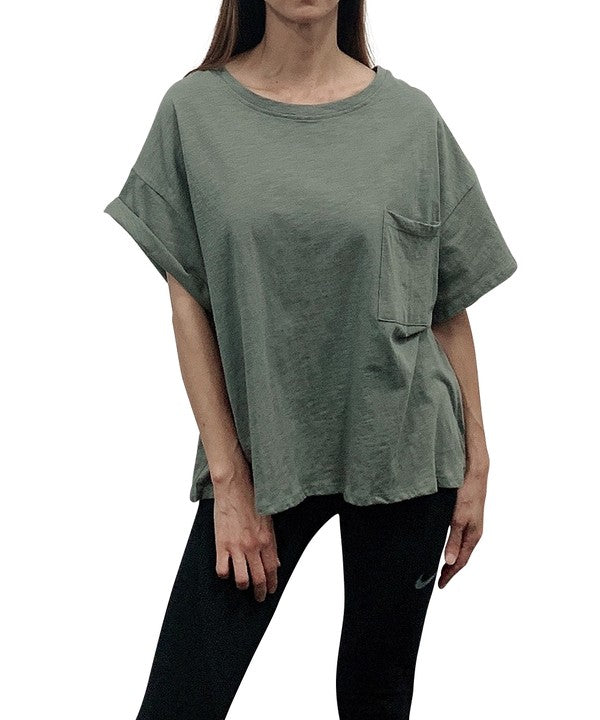 POCKET OVERSIZE CROP T