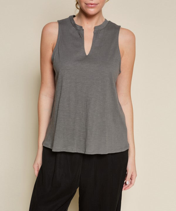 V SHAPE SLEEVELESS TOP