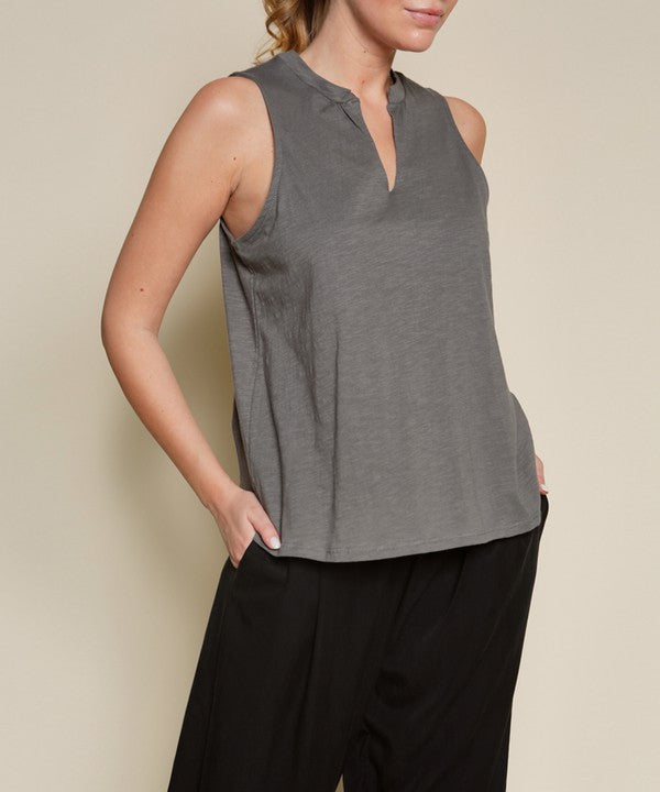 V SHAPE SLEEVELESS TOP