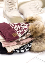 Leopard Fur Pom Beanie Winter Comfy