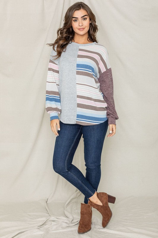 Stripe Contrast Color Block Tunic
