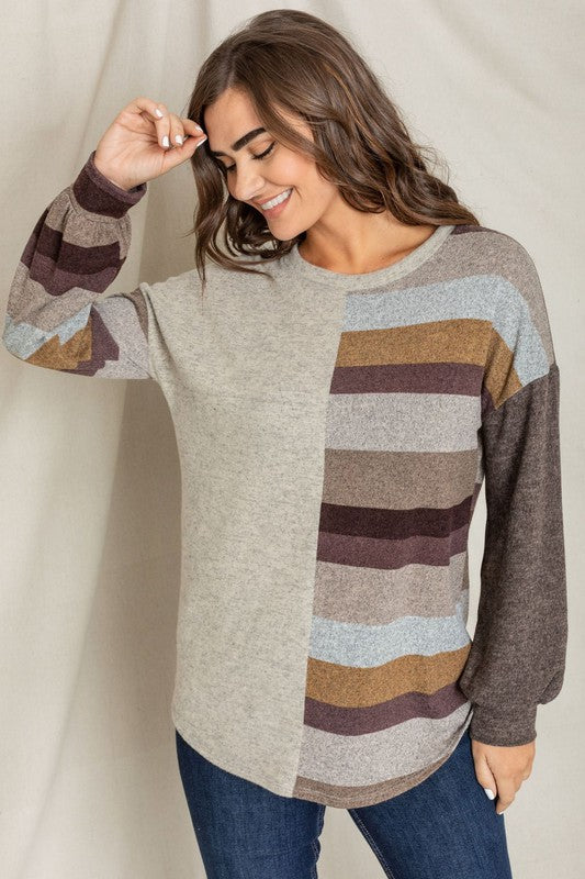 Stripe Contrast Color Block Tunic