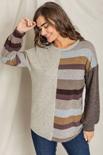 Stripe Contrast Color Block Tunic