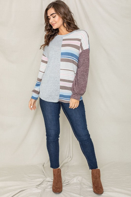 Stripe Contrast Color Block Tunic