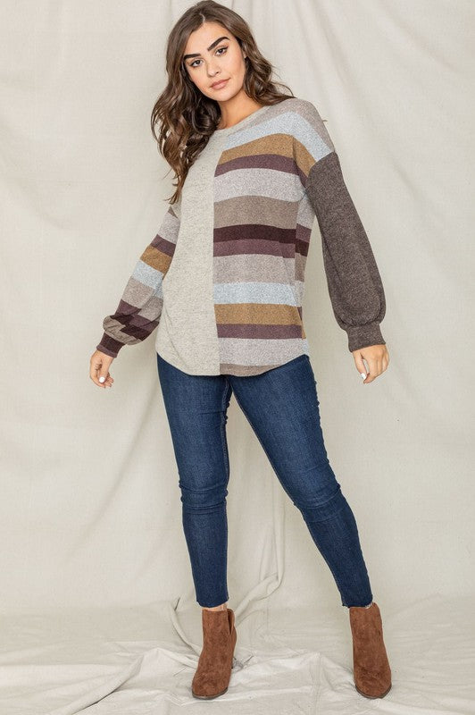 Stripe Contrast Color Block Tunic