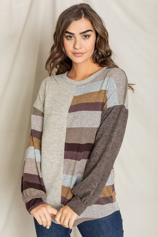 Stripe Contrast Color Block Tunic