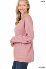 Cotton Raglan Sleeve Round Neck Pullover