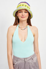V NECK HALTER BODYSUIT