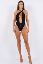 ONE PIECE BATHING SUIT DEEP OPEN WITH BELT ON WAIS