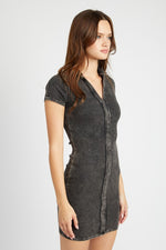 Exposed Seam Collared Mini Dress