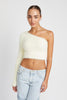ONE SHOULDER FLUFFY SWEATER TOP