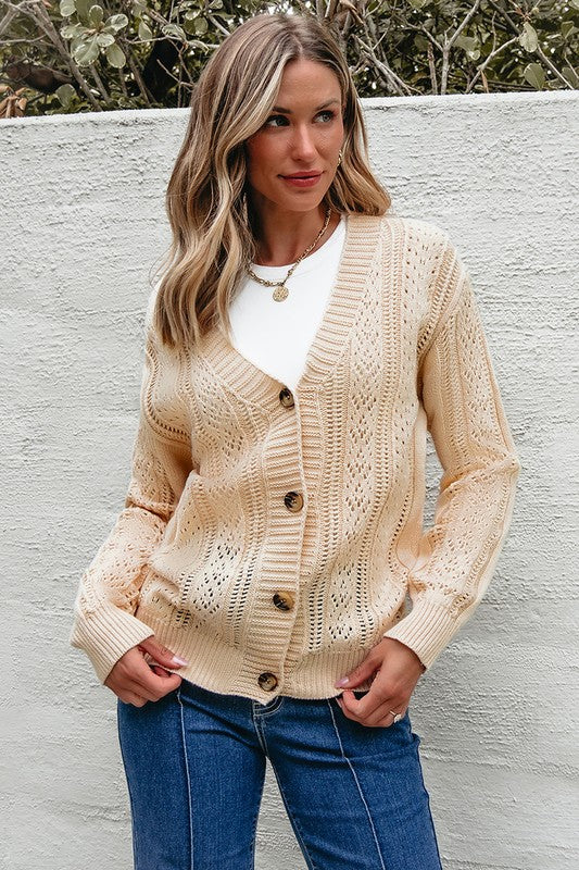 WomenOpen Knit Drop Shoulder Sweater Cardigan
