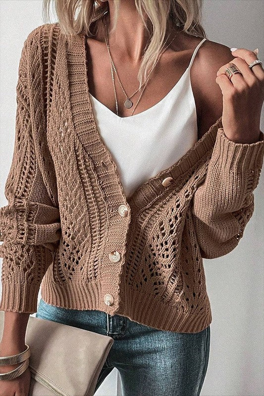 WomenOpen Knit Drop Shoulder Sweater Cardigan