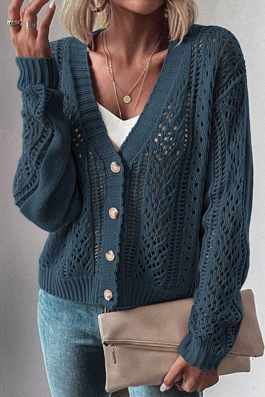 WomenOpen Knit Drop Shoulder Sweater Cardigan