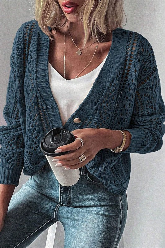 WomenOpen Knit Drop Shoulder Sweater Cardigan
