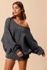 SO ME Loose Fit Exposed Seam Slouchy Boucle Sweater