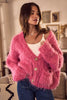 SO ME Soft Touch Hairy Loose Fit Cozy Sweater Cardigan