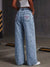 Washed wide leg jeans with embroidered bow detail - Jeans at BLIMSH