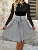 Tied Striped Round Neck Long SleeveDress