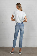 Mid Rise Heavy Destroyed Jeans
