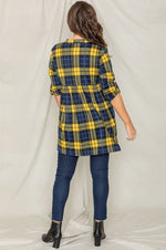 Plaid Empire Waist Tab Sleeve Tunic