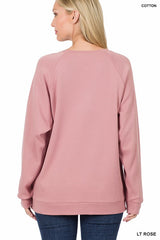 Cotton Raglan Sleeve Round Neck Pullover