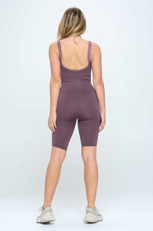 SeamlessRib Romper Jumpsuit Set
