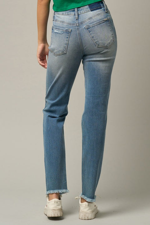 Frayed Hem Tapered Jeans