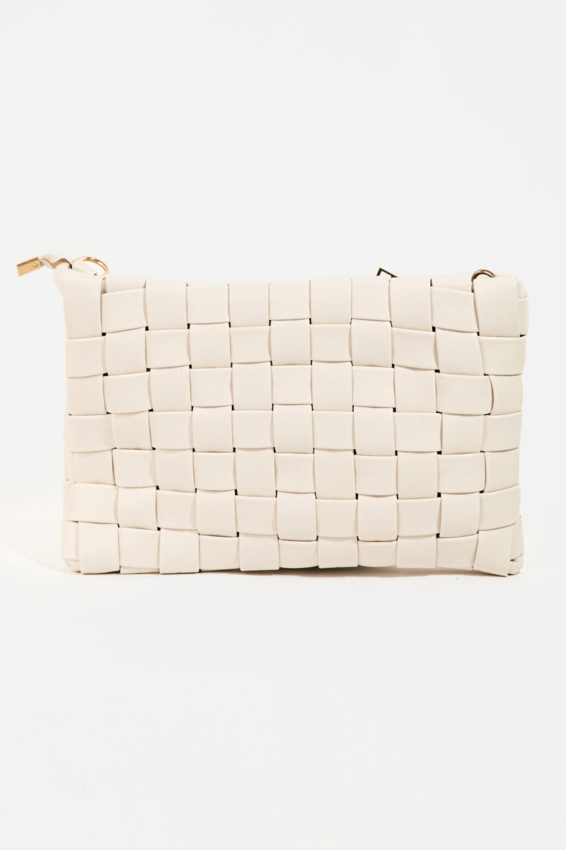 Fame Faux Leather Basket WeaveCrossbody Bag