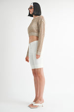 ROUND NECK KNITTED CROP SWEATER TOP