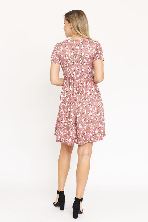 Ditsy Surplice Fit and Flare Midi Dress