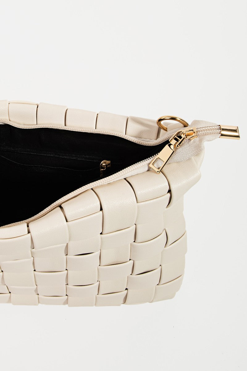Fame Faux Leather Basket WeaveCrossbody Bag