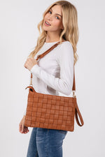 Fame Faux Leather Basket WeaveCrossbody Bag