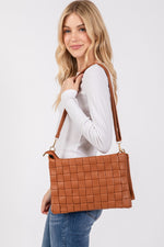 Fame Faux Leather Basket WeaveCrossbody Bag